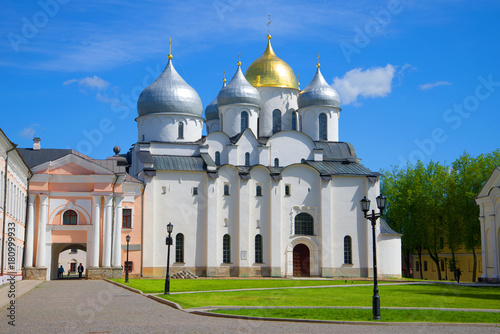 St. Sophia Cathedral on a sunny May day. The Kremlin of Veliky Novgorod, Russia