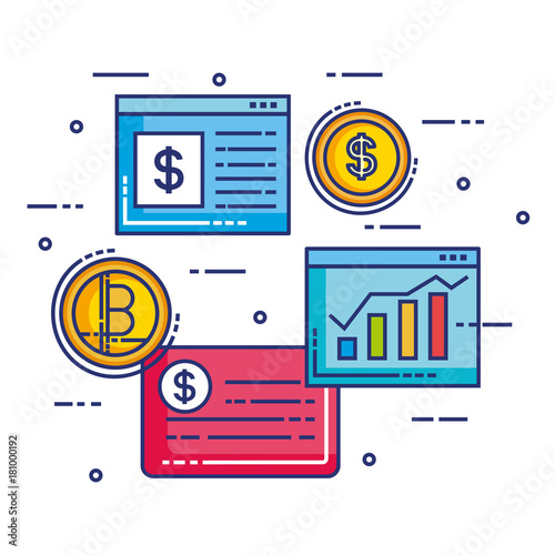 fintech set flat icons