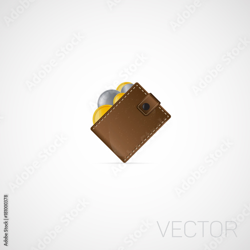 Vector wallet with coins.