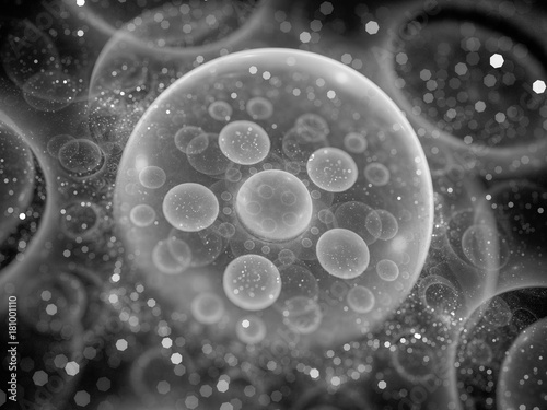 Parallel universes bubble model black and white texture