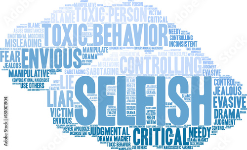 Selfish Word Cloud on a white background. 