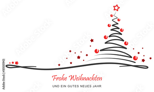 Grußkarte - "Abstrakter Weihnachtsbaum" (Weiß/ Grau)