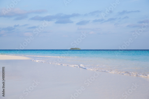 tropical island in clear blue sea