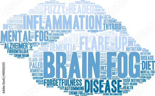 Brain Fog Word Cloud on a white background. 