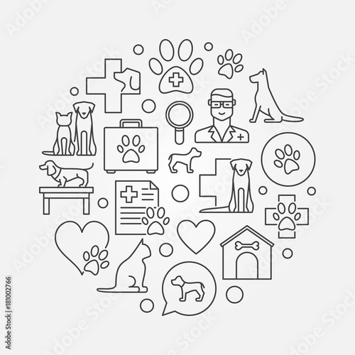 Veterinary hospital circular illustration