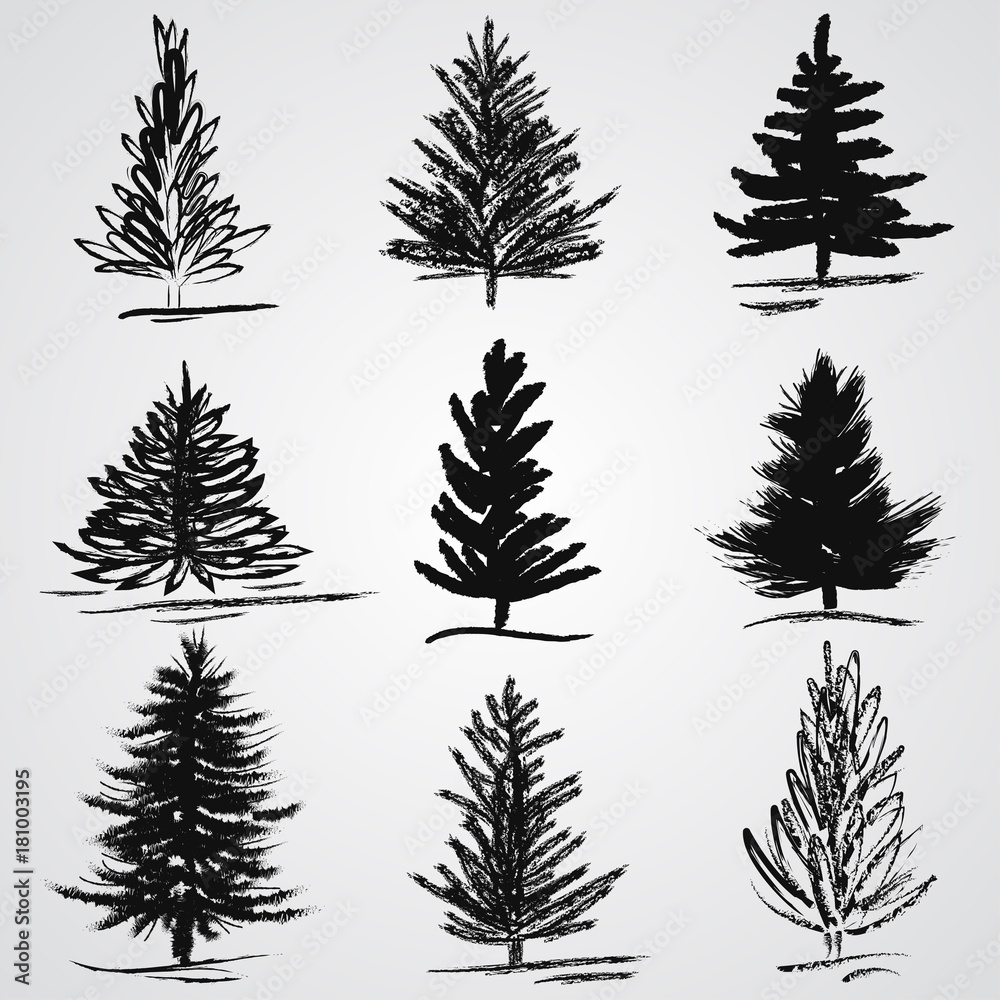 Hand sketch Christmas tree. Vector illustration