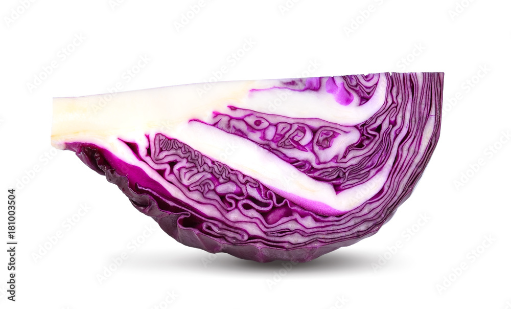 slice purple cabbage on white background slice purple cabbage on white background