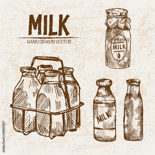 Digital vector detailed line art fresh milk
