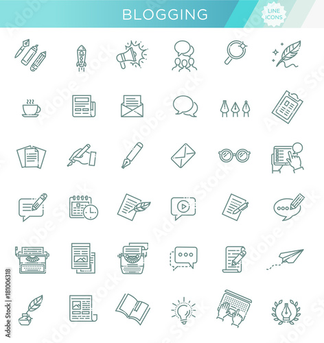 Simple Set of Copywriting Related Vector Line Icons