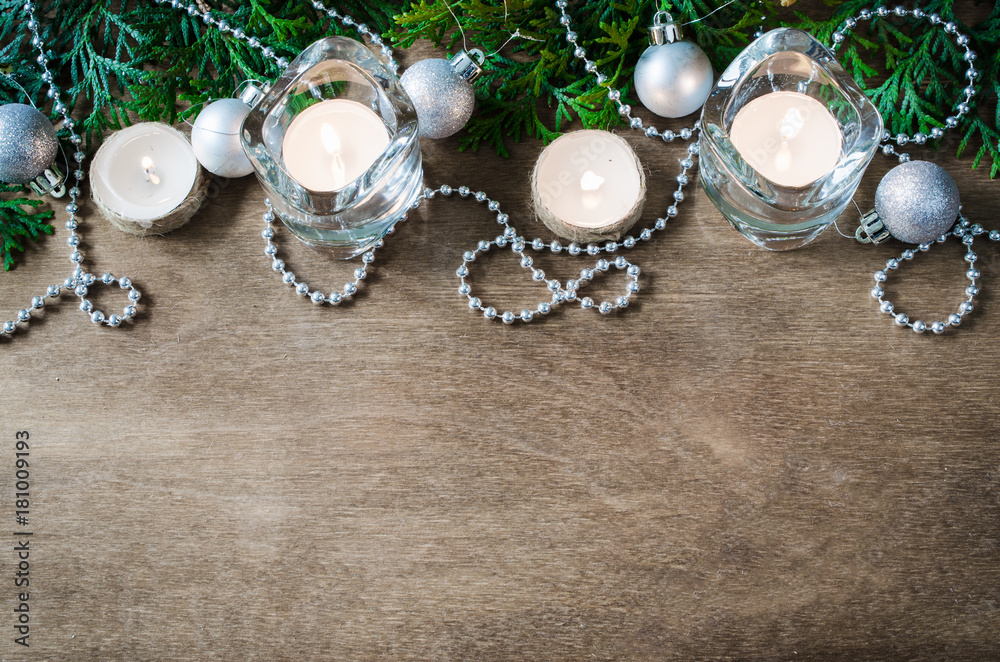 Christmas decoration on wooden background Christmas decoration on wooden background