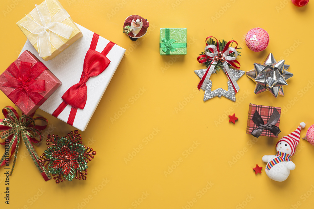christmas ornament on yellow background