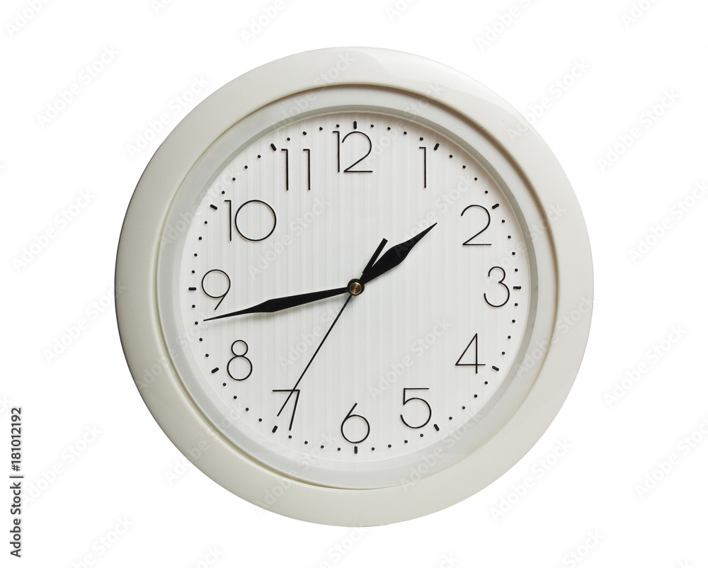 Simple classic white round wall clock isolated on white Simple classic white round wall clock isolated on white