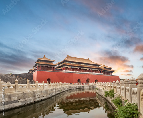 beijing forbidden city in sunset