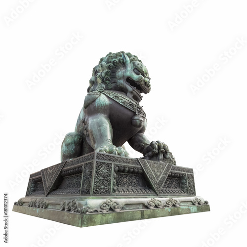 Photography bronze lion statue isolated