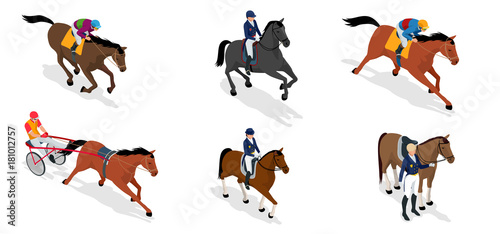 Isometric set Jockey on horse