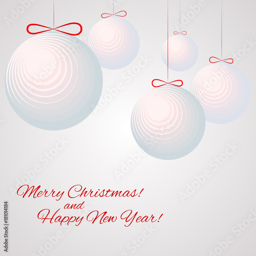 Pattern with balloons with text Hippy New Year and Merry Christmas Winter background Heder Vector