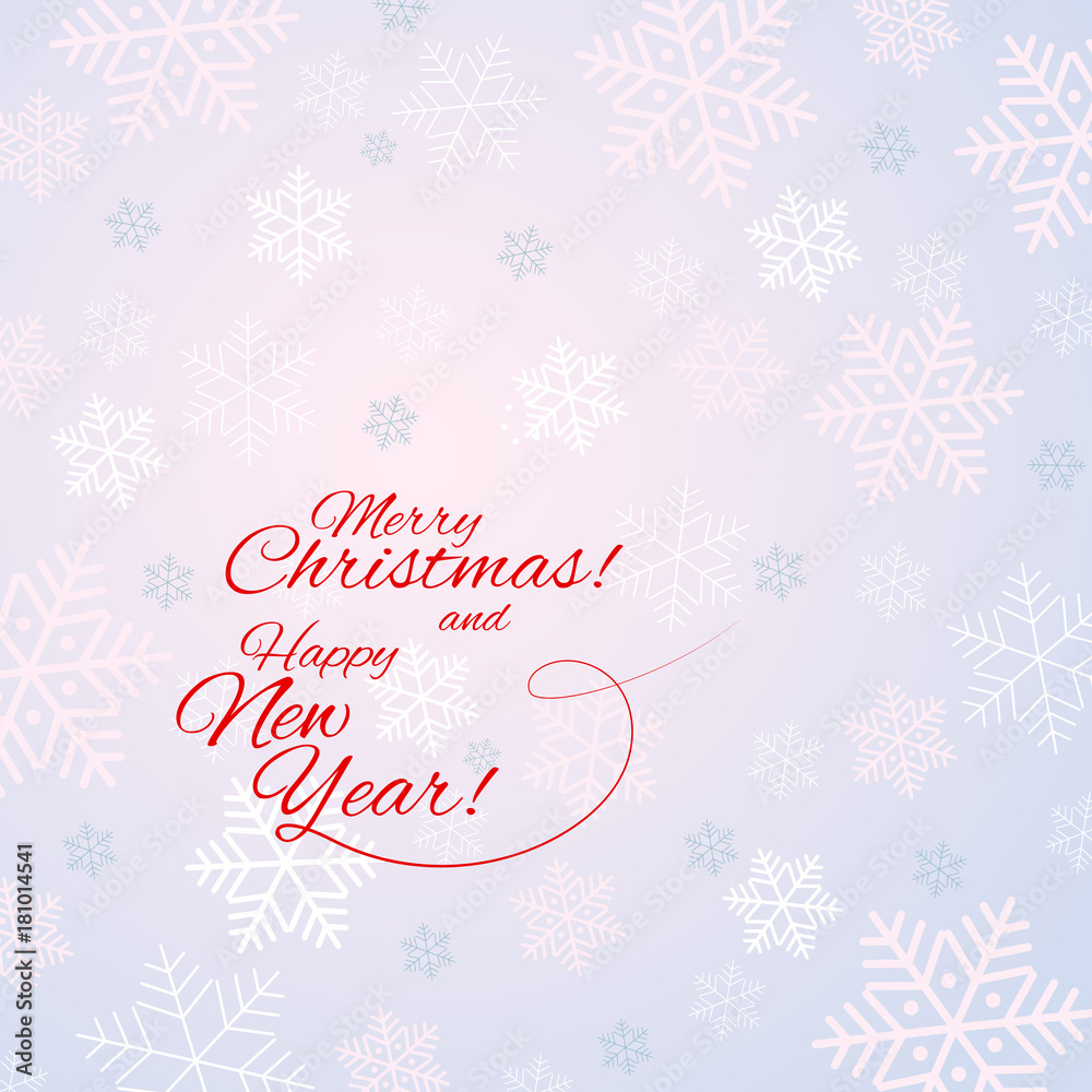Winter background with snowflakes Text Happy New Year and Merry Christmas Celebration background Vector Winter background with snowflakes Text Happy New Year and Merry Christmas Celebration background Vector