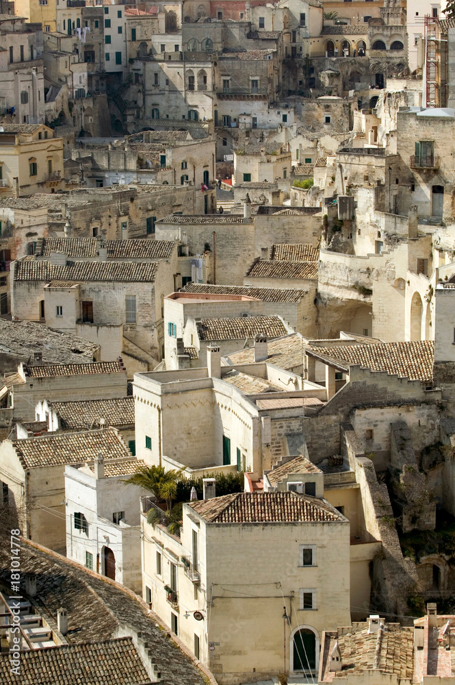 Rooftop cityscape, Matera, Basilicata, Italy