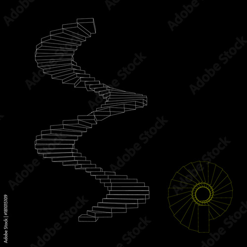 Spiral staircase set. Isola...