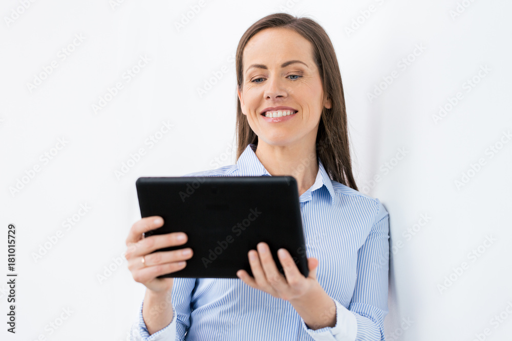 businesswoman with tablet pc working at office businesswoman with tablet pc working at office