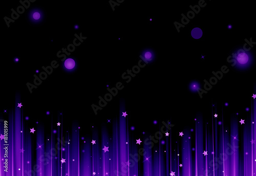 Fototapeta Naklejka Na Ścianę i Meble -  Purple glitter sparkles rays lights bokeh and star festive elegant abstract background.  Screen mode. footer design.