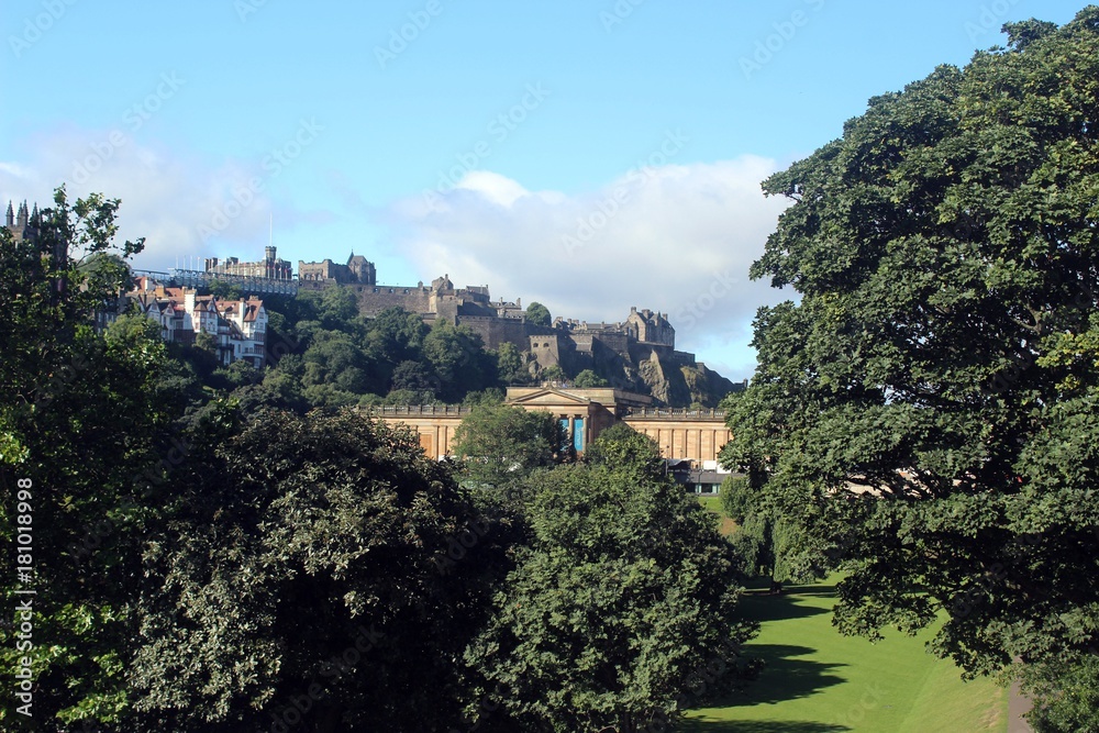 Looking over Princes Street Gardens towards Edinburgh Castle.