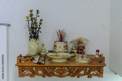 small particular altar in Hanoi in Vietnam.