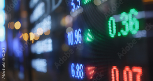 Stock market display at night