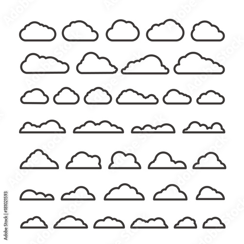 Different silhouette abstract clous vector collection. Cloud technology symbols template