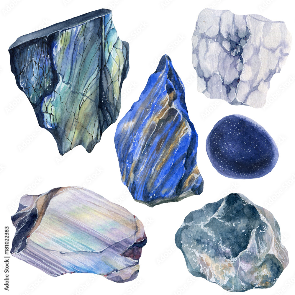 Watercolor set with gemstones. Stock Illustration | Adobe Stock