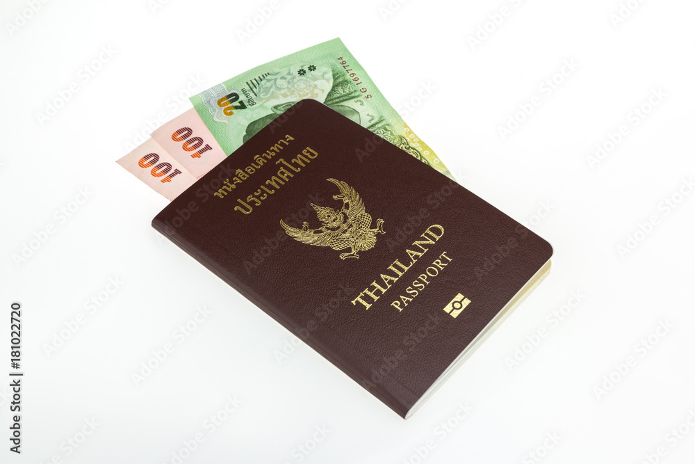 Thailand passport and thai currency Thailand passport and thai currency