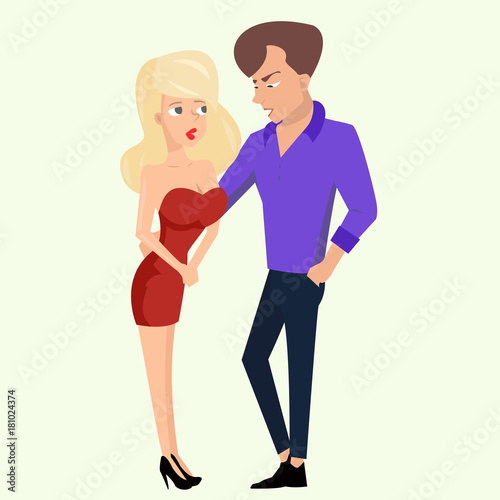 macho with blonde girl vector illustration
