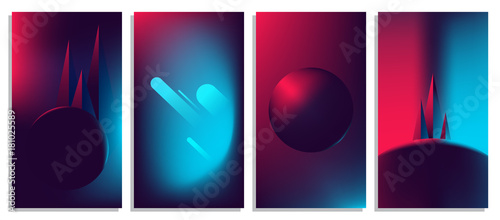 Colorful abstract light neon blurred gradients, retro 80's futuristic background