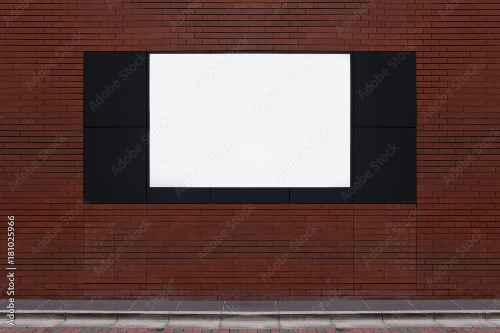 Large blank billboard on a street wall, banners with room to add your own text