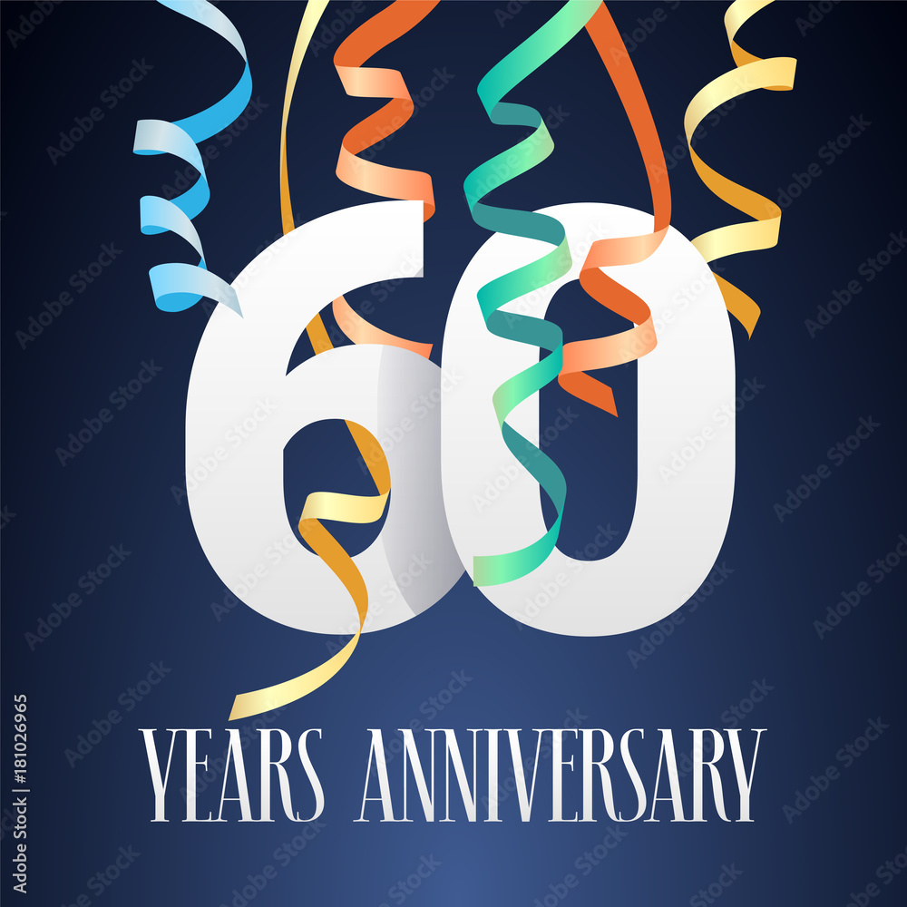 60 years anniversary celebration vector icon, logo 60 years anniversary celebration vector icon, logo