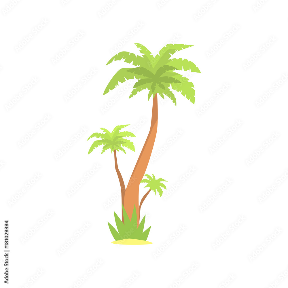 Green palm tree cartoon vector illustration