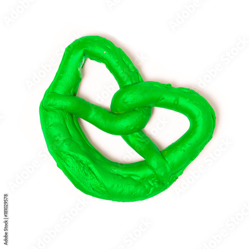 Pretzels in the colors of the jamaica flag. German Jamaica coalition. Green prezel. photo