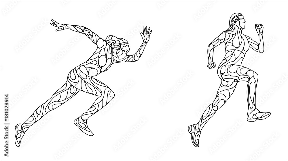 Image of running man pulling the load. Vector Image. All elements on layers. It can be used in any advertising