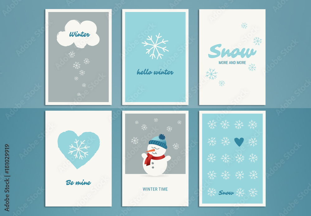 Winter Greeting Card Set Stock Template | Adobe Stock