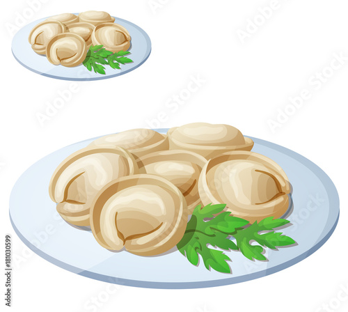 Pelmeni (Meat dumplings). Cartoon vector icon