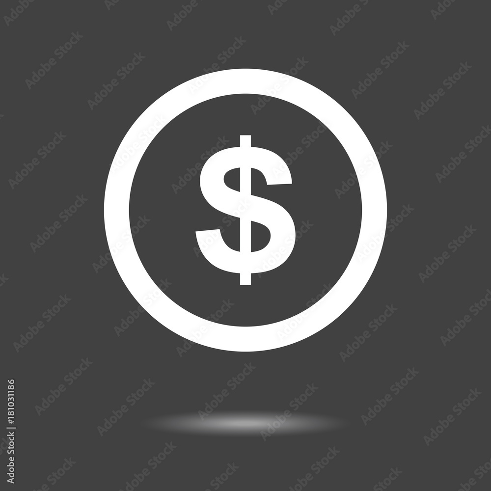 Dollar sign icon - simple flat design isolated on grey background, vector Dollar sign icon - simple flat design isolated on grey background, vector