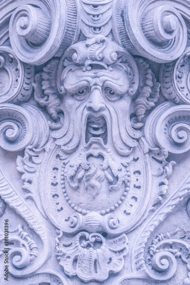 Hungary, Budapest, part of the decoration. European old city exterior building ornaments, baroque style.