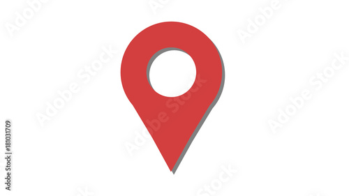 Map marker icon red with shadow