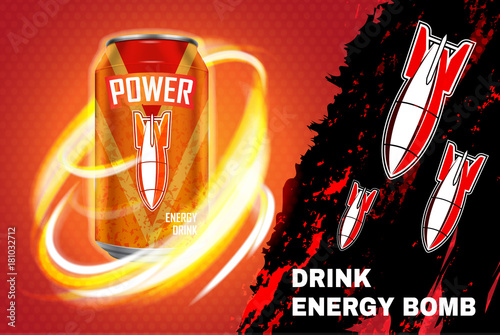 Bomb energy drink ad vector illustration