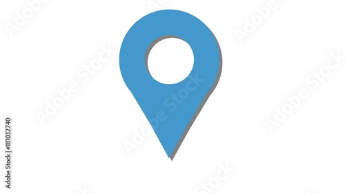 Map marker icon loop blue with shadow