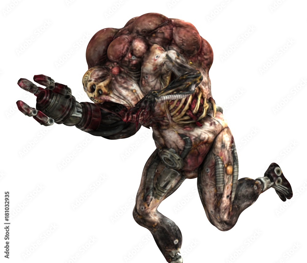 Cyborg monster concept 3d illustration isolated on white Cyborg monster concept 3d illustration isolated on white