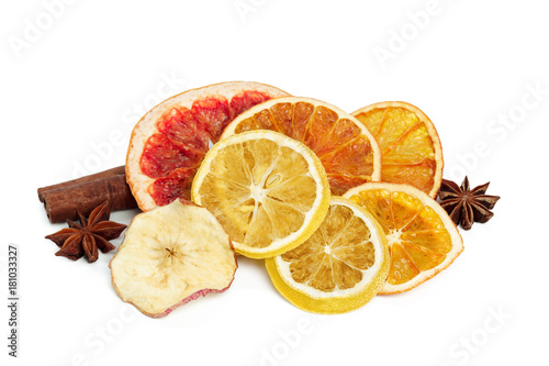 dried citrus fruit isolated on white