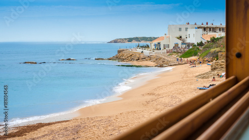 Beautiful image of the beach of the Ca  os de Meca in Cadiz.