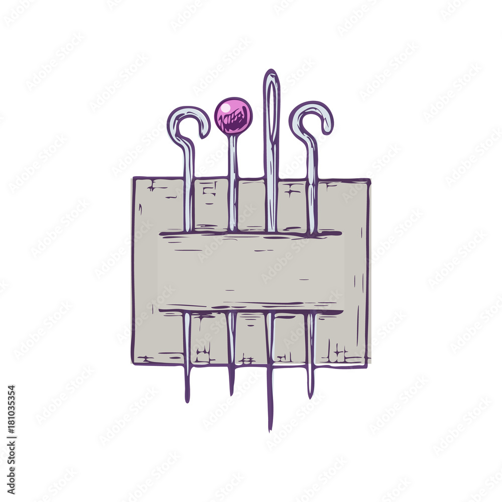 Sewing pin with needles Royalty Free Vector Image