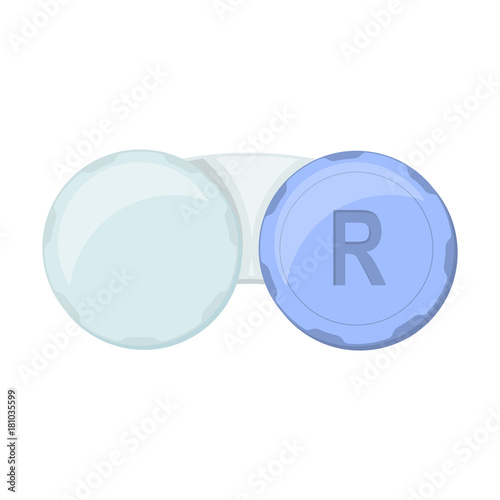 Contact lens case on white background, cartoon illustration of medical accessory for correct vision. Vector